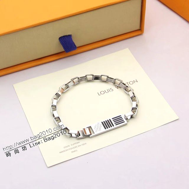 Louis Vuitton新款飾品 路易威登牛仔粗鏈手鏈 LV條紋黑色手環  zglv2111